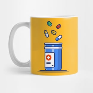 Medicine Jar, Tablets, And Pills Cartoon Mug